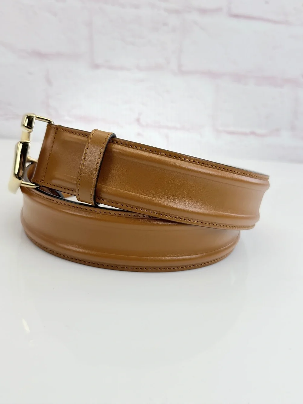 Authentic Men's Gucci Cognac Memorable G Buckle Leather Belt 709951 95/38
